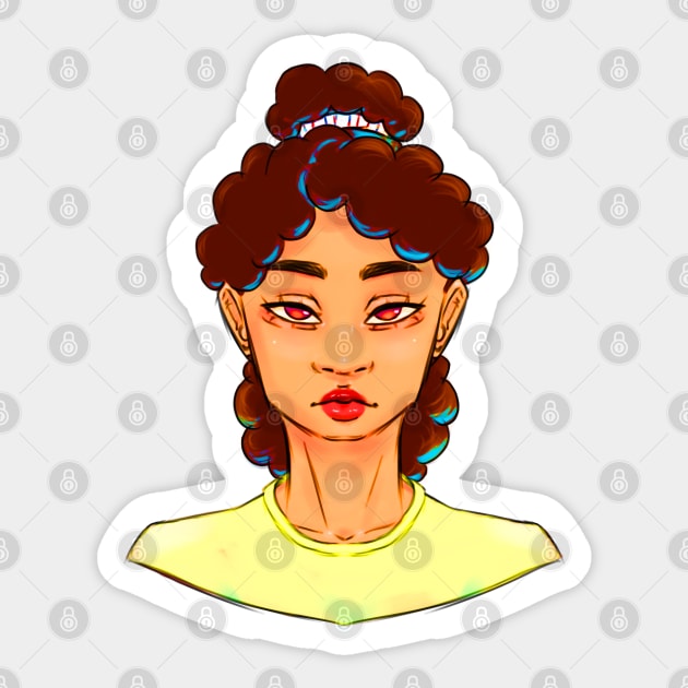 Pretty Girl With Curly Brown Hair And Bright Brown Eyes Sticker by Lillama Sketch